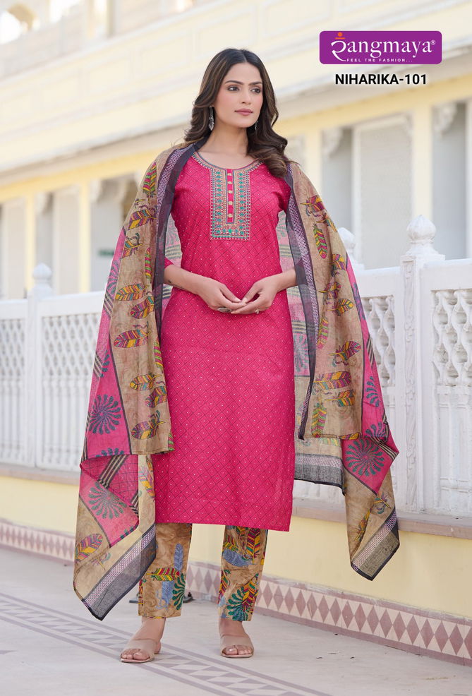 Niharika By Rangmaya Printed Cotton Kurti With Bottom Dupatta Wholesalers In Delhi